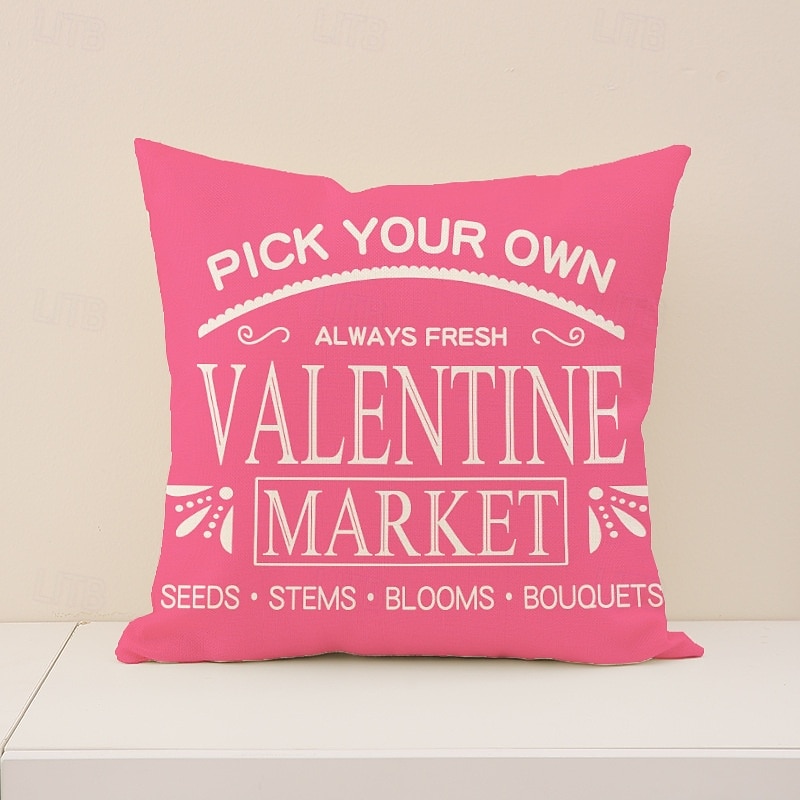 Valentine's Day Set Pillow Linen Plaid Print Heart Design Waist Cushion Decorative Throw Pillow Sofa Cover for Living Room Home Decor Bedside Cushion 2026 - $8.99 –P11