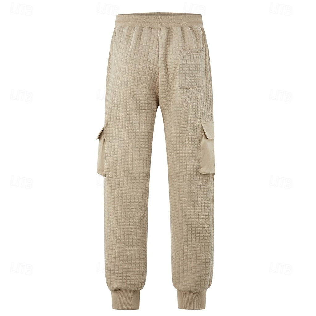 Per uomo Nido d'ape Pantaloni Cargo Joggers Pantaloni Pantaloni casual Multi-tasche Polsino elastico Semplice Comodità Lunghezza intera Casuale Quotidiano All'aperto Vacanza Moda Nero Bianco del 2026 a $22.99 –P7