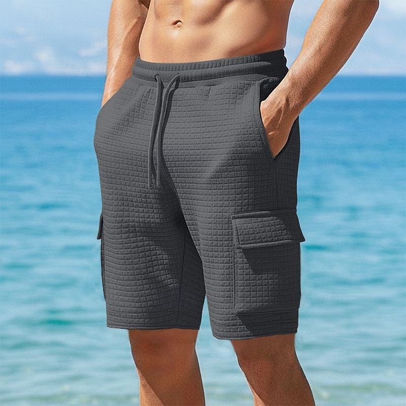 Men's Waffle Shorts Sweat Shorts Shorts Bermuda shorts Beach Shorts Elastic Waist Convertible Plain Comfort Sports Knee Length Daily Yoga Vacation Casual Black White Micro-elastic 2026 - $21.99 –P1