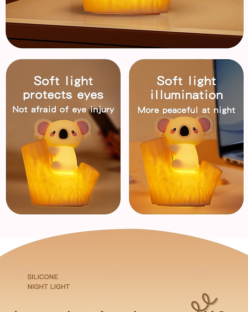 7-Color Gradient Koala Soft Silicone Patting Light Usb Charging Nightlight Timer Christmas New Year Festival Birthday Gift Bedroom Atmosphere Light 2026 - $23.99 –P15