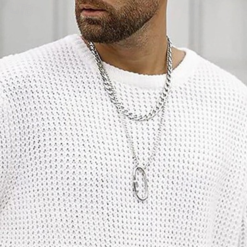 Men's Sweater Pullover Sweater Jumper Ribbed Knit Regular Tops Knitted Slim Fit Plain Crew Neck Knitwear Contemporary Casual Daily Wear Clothing Apparel All Seasons Black White M L XL 2026 - $26.99 –P6
