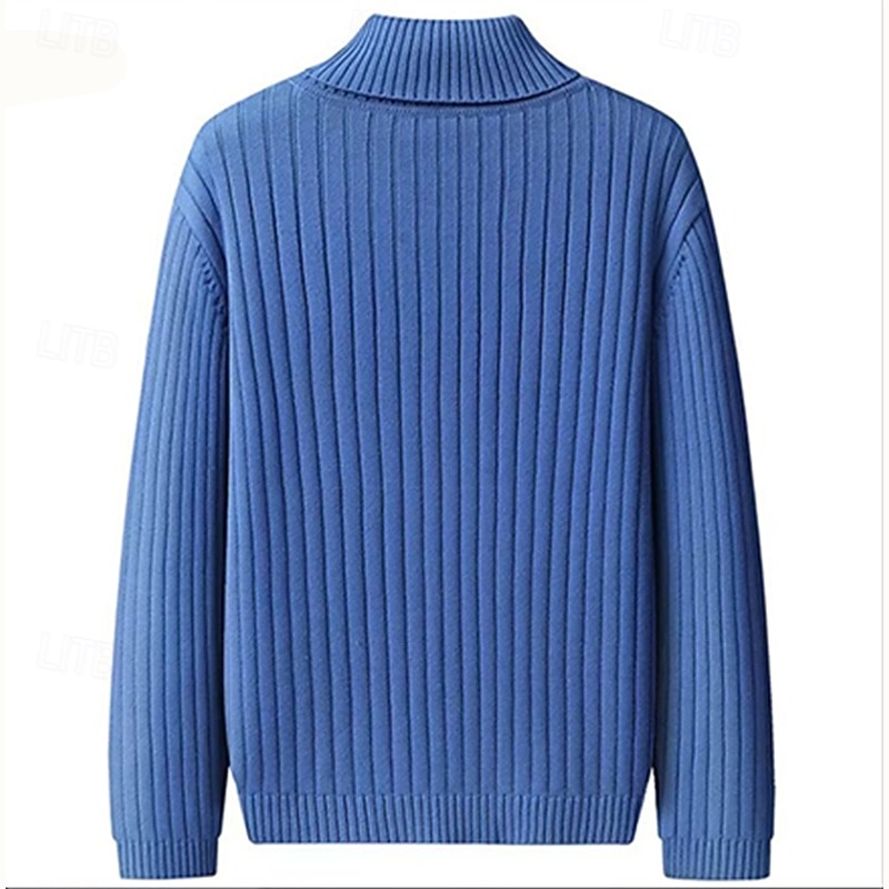 Bărbați Pulover cu gât rotic Pulover pulover Striat Tricotat Topuri obișnuite Tricotat Striat Simplu Gât Înalt De Bază Păstrați-vă cald Casual Purtare Zilnică Îmbrăcăminte Iarnă Albastru piscină Negru 2026 - $22.99 –P3