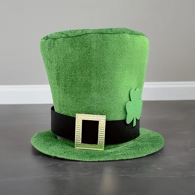 cappellini per la festa di San Patrizio con motivo a trifoglio, verdi &cappelli da festival usa e getta in poliestere nero, senza piume, perfetti per feste al chiuso, foto, del 2026 a $15.99 –P2