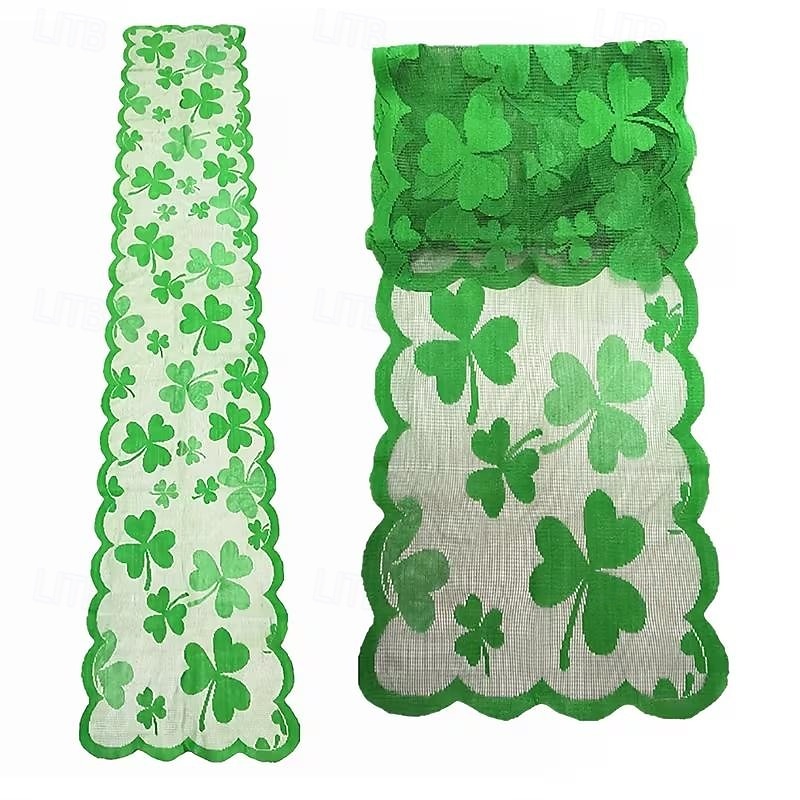 5PCS St. Patrick's Day Table Placemats & Table Runner Set, Green Shamrock Lace Embroidery, Feather-Free, No Power Needed, Multi-Holiday Decor 2026 - $19.99 –P7