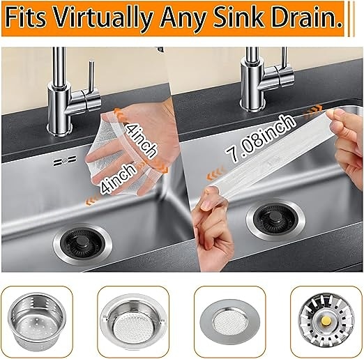 400 stk. engangsposer til vasken, ultrafine elastiske nettingmatoppsamlere for kjøkkenavløp, anti-tilstoppingsfilternett for rester og hår &Universal passform for avfallsfiltre til vasken 2026 - $10.99 –P2