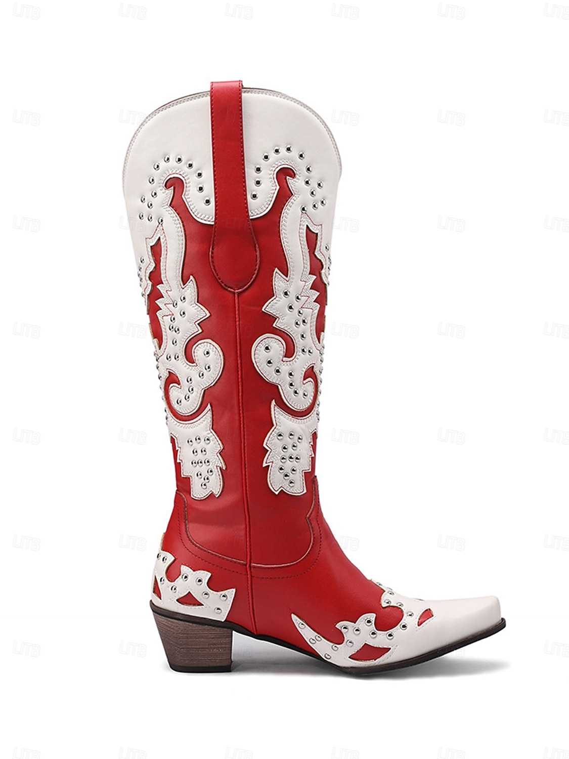 Dames Mardi Gras Rode Cowboylaarzen met Nieten - Festivalstijl Westernlaarzen Ideaal voor Carnaval Parades Kostuumfeesten Straat Festivals  Themed Vieringen 2026 - $99.99 –P2
