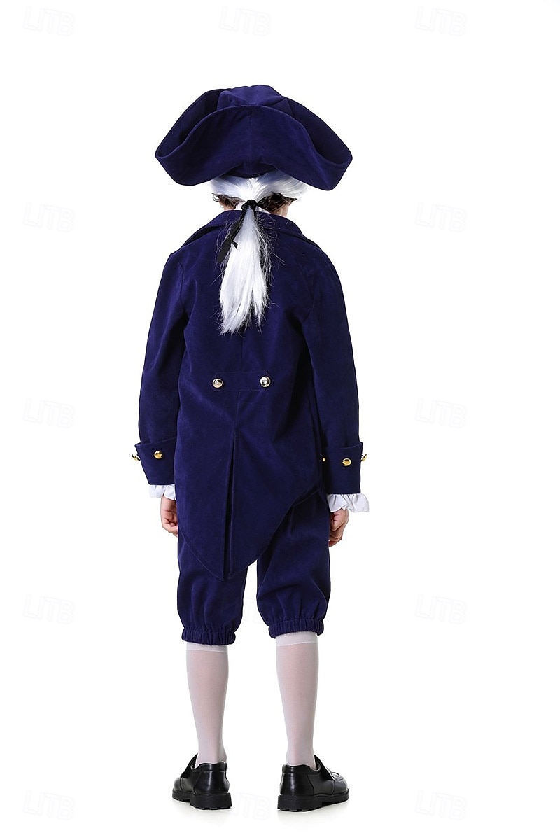 250e anniversaire des États-Unis Rococo Baroque Tenues Manches longues George Washington Alexander Hamilton Epoque Coloniale Déguisement Garçons Carnaval Jour de l'indépendance 4 juillet Enfant de 2026 ? $46.99 –P2