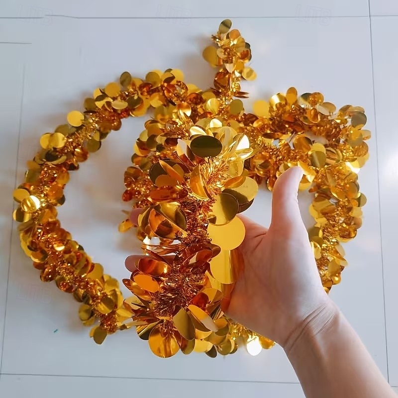 glittergirlander med skinnende paljetter – festlige båndslynger til festdekorasjon, bryllup, bursdag, høytid og juletredekor, glitrende hengende girlander til hjemmet &styling av arrangementer 2026 - $9.99 –P9