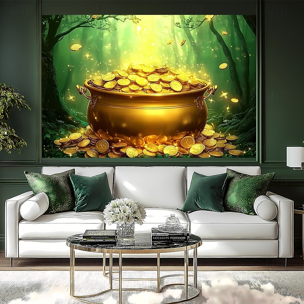 Saint Patrick's Day gobeläng Banderoller Filt Guldmynt Vitklöver söt stil Romantisk 3D Sovrum Vardagsrum Studentboende Tonårsrum Väggveranda Heminredning 2026 - $20.99 –P1