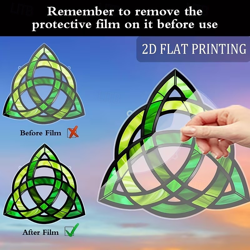 St. Patrick's Day Sun Catcher, Large Celtic Knot Window Hanging Decoration, Painted Glass Effect in Green, Gold, Black & Emerald 2026 - $10.99 –P7