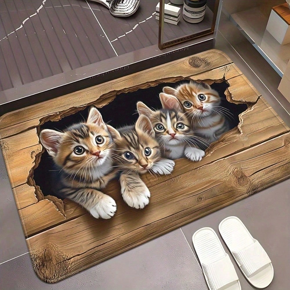 3D оптическая иллюзия коврик для двери визуальная ловушка напольный коврик нескользящий милый котенок дизайн с выглядывающим деревом для дверного проема ванной комнаты indoors outdoors диатомит 2026 - $10.99 –P3