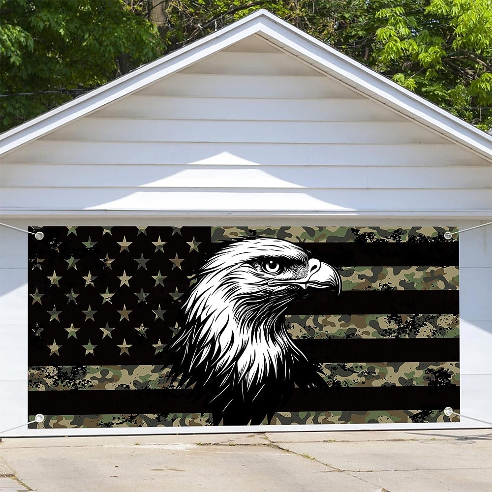 4 juli 2026 250:e minnesdagen gobeläng garage dörr täck stor hängande bakgrund örn amerikanska flaggan vintage modern militär fest utomhus semester skjutande bakgrunds gård hem dekor 2026 - $49.99 –P1