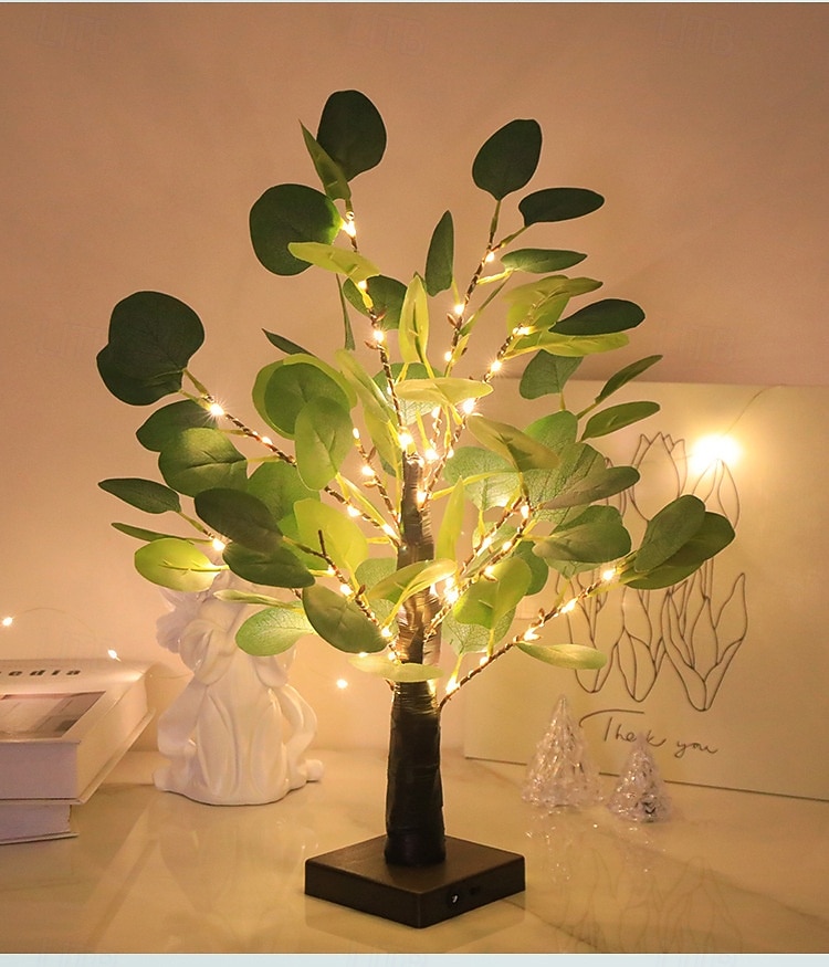 Eucalyptus tree simulation tree LED tree light decoration light 50cm/19.69Inch AAA battery USB dual-use indoor spring and summer bedroom living room desktop decoration light atmosphere light 2026 - $19.99 –P1