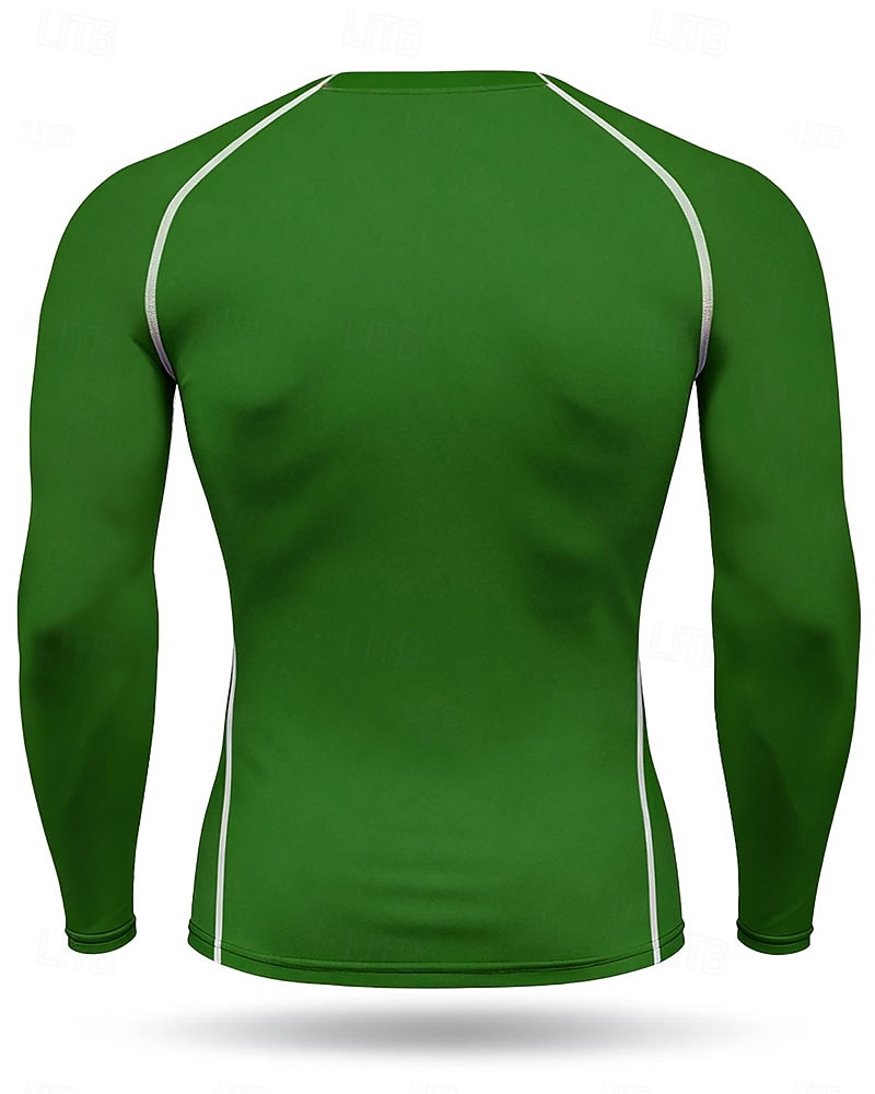 Men's St. Patrick Clover Running T-Shirt Athletic Shirt Gym Shirt Fitness Shirt Spring Fall Long Sleeve Casual Street UV Protection Elastic Athletic Green Sportswear Activewear 2026 - $20.99 –P2