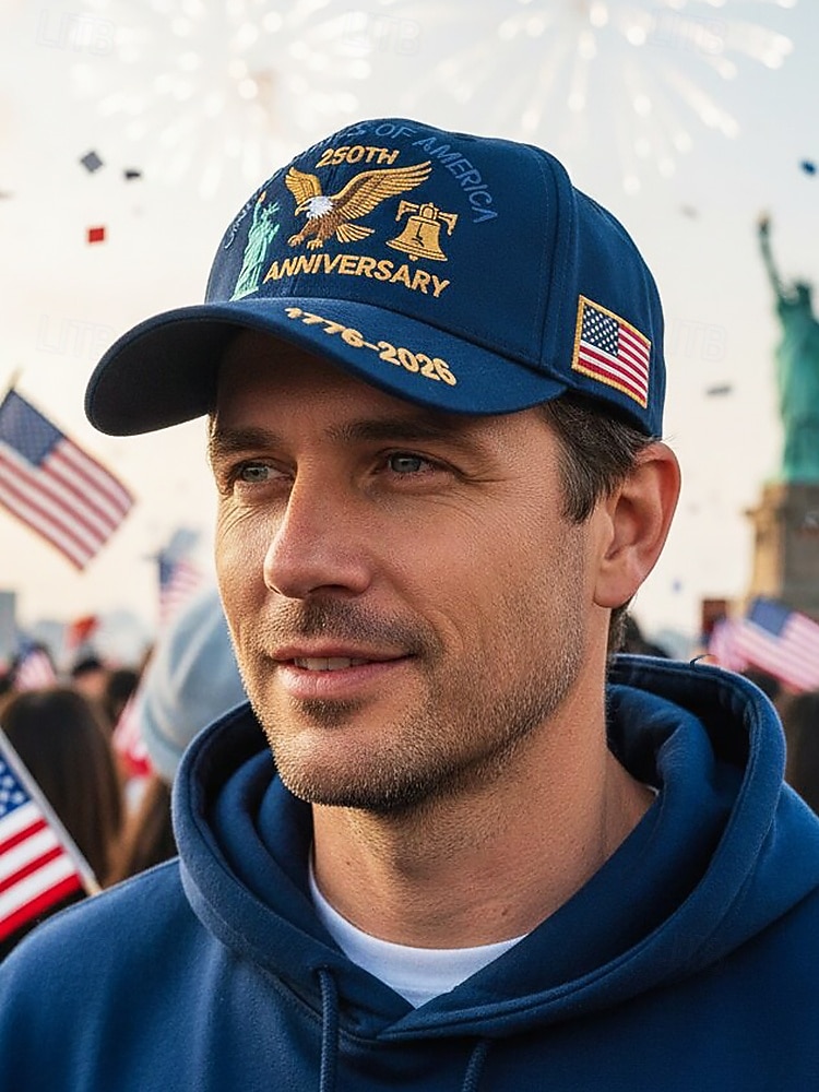 Cappello ricamato da uomo per il 250° anniversario degli Stati Uniti - USA multicolore design patriottico dell'aquila e della Statua della Libertà misura regolabile per celebrazioni all'aperto e del 2026 a $14.99 –P1
