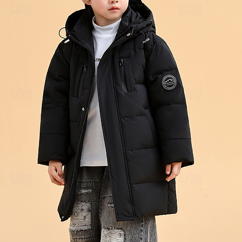 Kids Girls' Down Jacket Puffer Jacket Solid Color Sports Pocket Keep Warm Windproof Outdoor Coat Outerwear 4-12 Years Winter Black Yellow Purple 2026 - $80.99 –P1