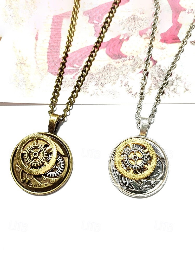 Männern Steampunk Zahnrad Anhänger Halskette - Legierungs-Metallkostümschmuck in Gold- und Silber-Tönen - perfekt für Karneval Maskerade und Halloween 2026 - $9.99 –P4