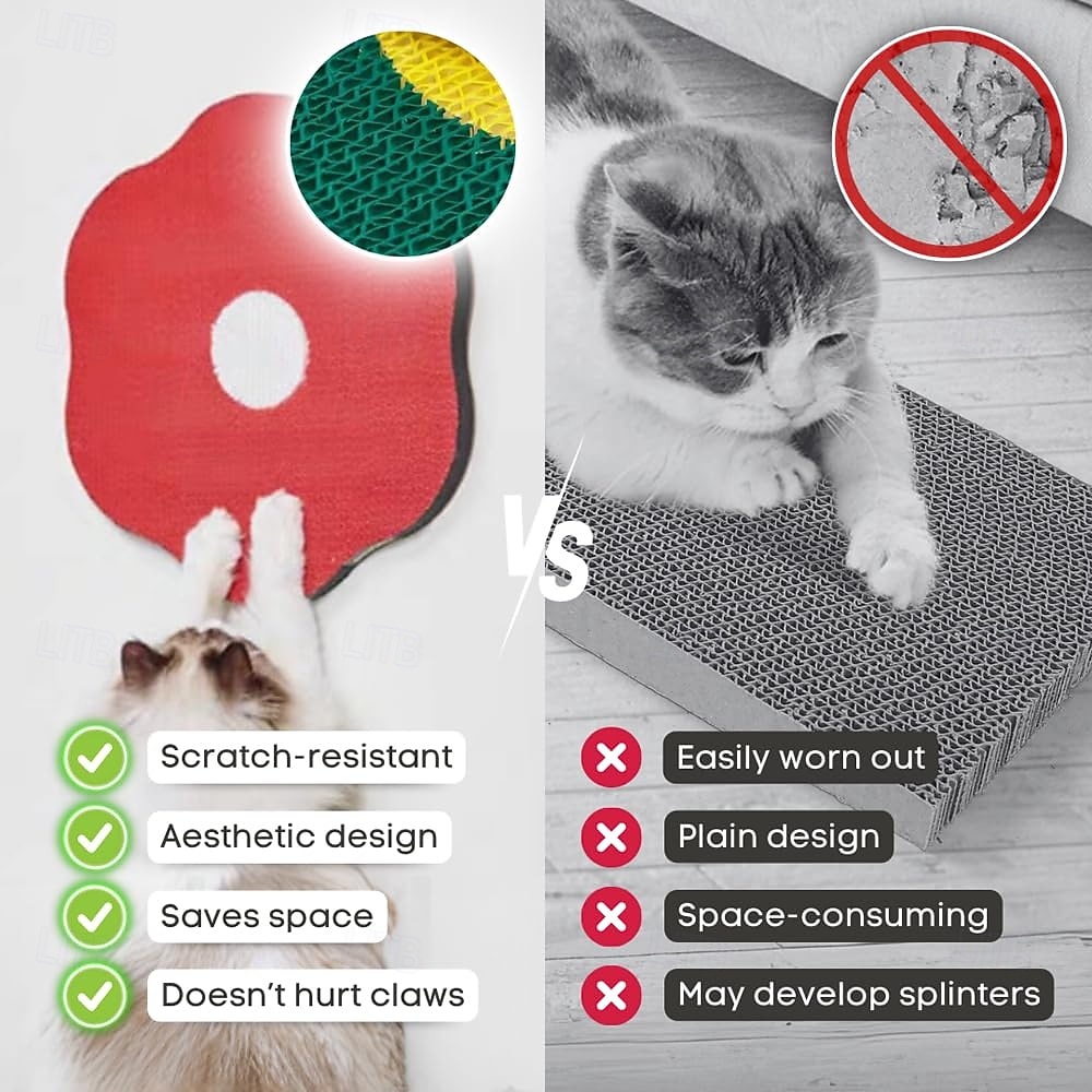 Когтеточка для кошек, настенный скребок из гофрированного картона с самоклеящейся поверхностью, устойчивой к царапинам; сменный коврик для кошек 2026 - $46.99 –P4