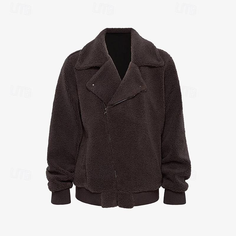 Herren Wintermantel Fleecejacke Freizeitjacke Lässig Täglich Thermowarm Tasche Vollreißverschluss Herbst Winter Einfarbig Streetwear Täglich Fallendes Revers Regulär Schwarz Jacken 2026 - $57.99 –P2