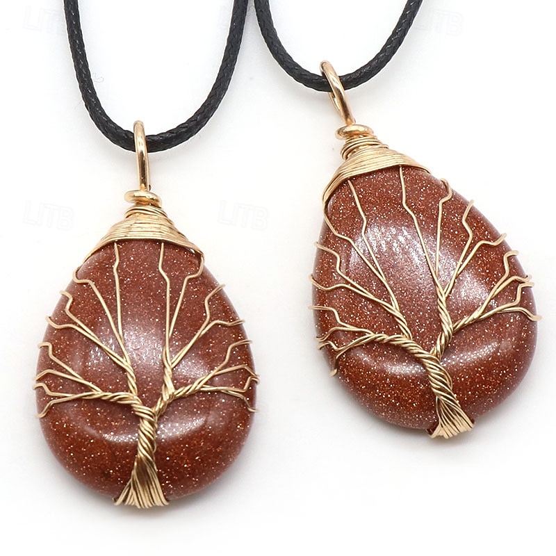 Coliere cu Pandativ For Pentru femei Onix Stradă Zilnic Petrecere de zi de nastere Cordon Cristal Copacul Vieții 2026 - $11.49 –P6