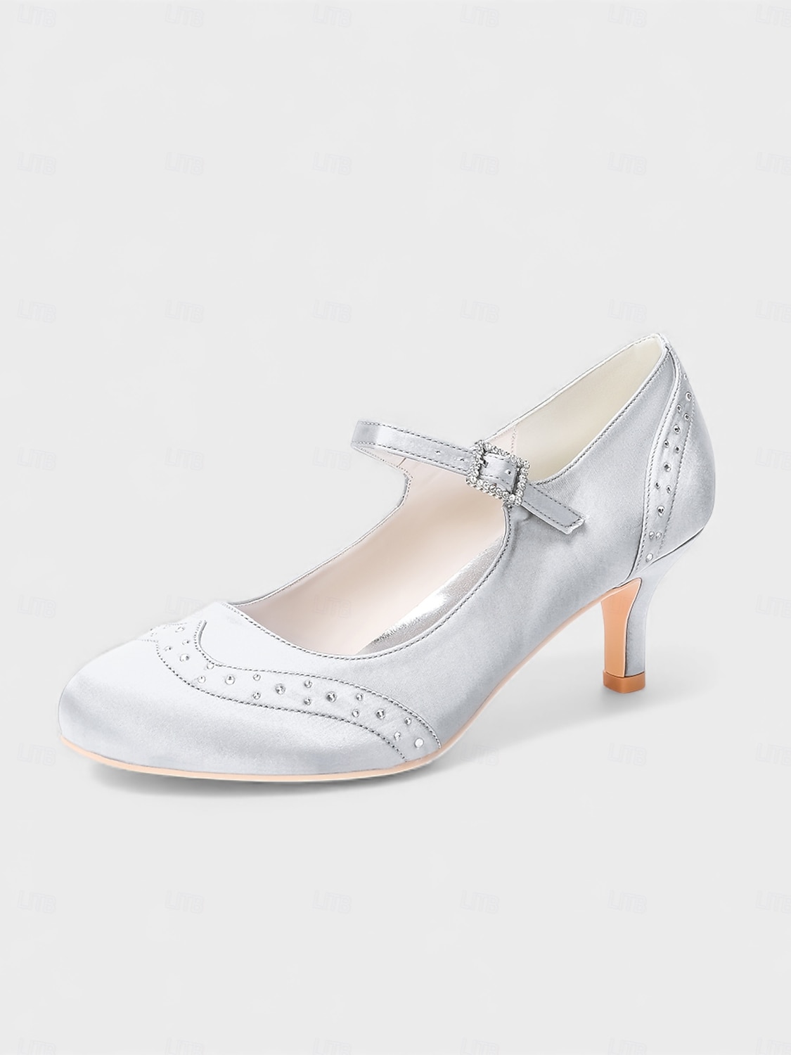 Mary Jane in raso blu navy da donna: eleganti scarpe da sposa con borchie di cristalli e tacco a gattino per la madre della sposa, cerimonie in chiesa ed eventi formali del 2026 a $79.99 –P20