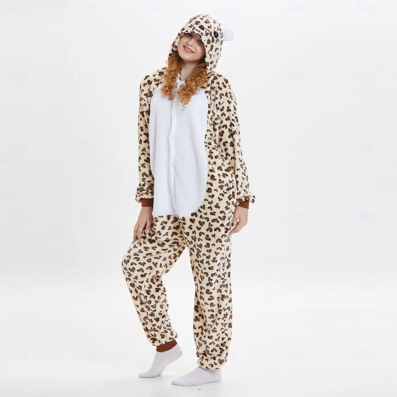 Kigurumi Pajamas Group Costume Onesie Costume Animal Leopard Warm Comfy Hooded Fleece Kid's Adults' Men's Women's Boys' Halloween Carnival Party Performance Homewear Dress Up 2026 - $27.99 –P5