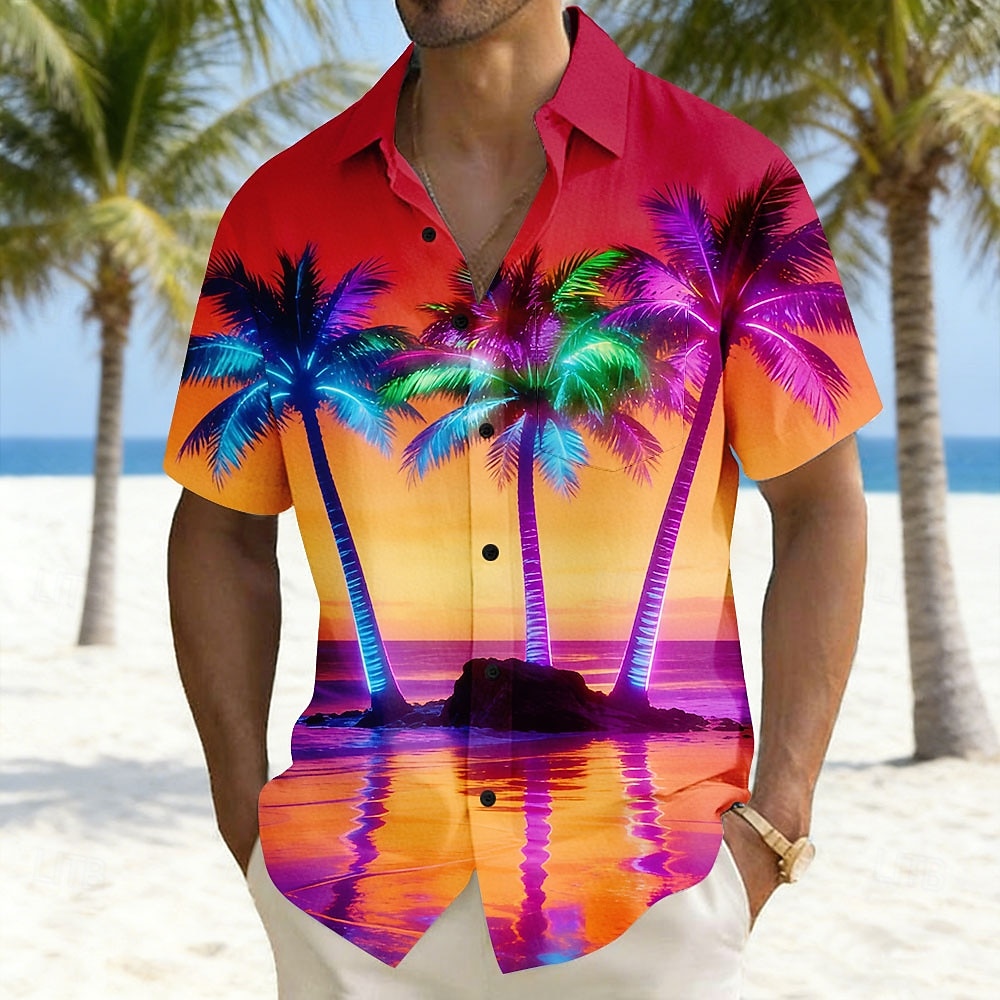 Per uomo Albero di Cocco Paesaggio Piante Tropicali Camicia Camicie hawaiane Camicia Aloha Manica Corta Hawaiano Vacanza Ferie Estate Collo ripiegato Stampa 3D Una tasca anteriore Camicia tipo lino del 2026 a $25.99 –P1