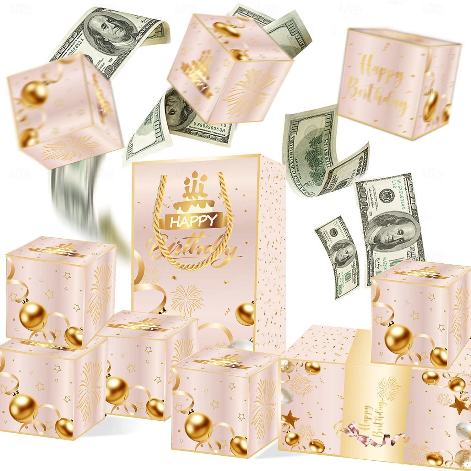 2026年 6/8/10/16/20個のサプライズバースデーバウンスボックス | 男の子と女の子のためのクリエイティブな赤いラッキーギフトボックス、サプライズギフトパッケージ、現金やカード用の折りたたみ式爆発マネーギフトボックス &誕生日にぴったりの写真  コレクション – $10.99 –P4