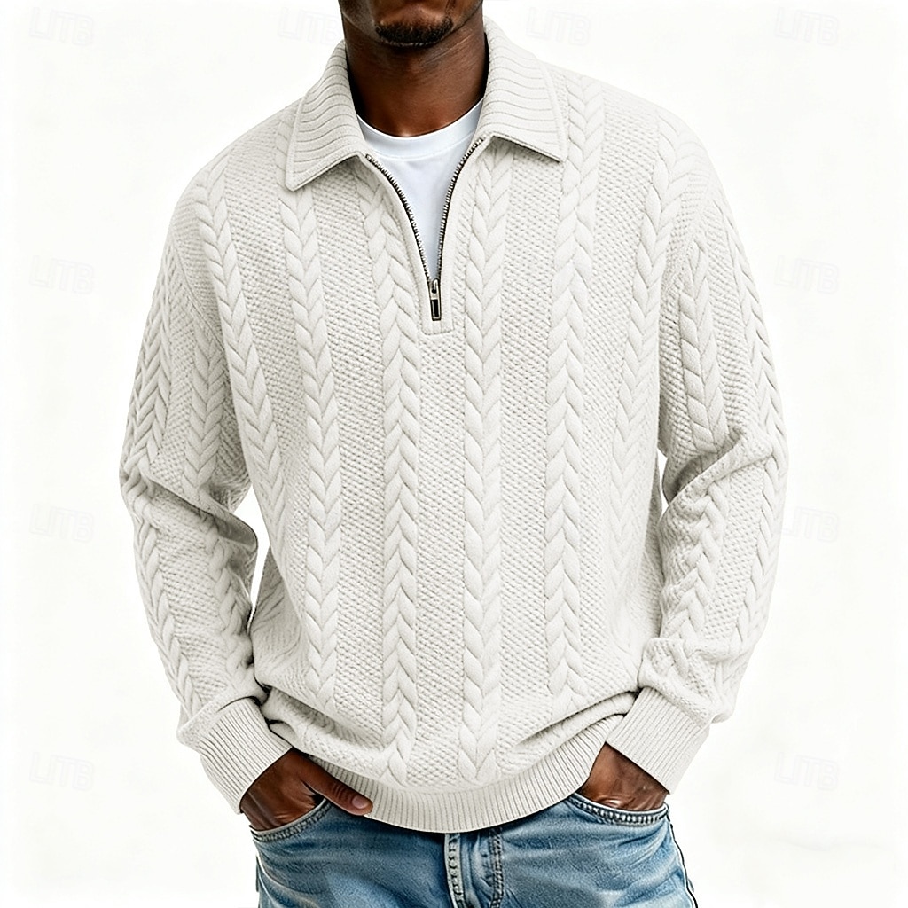 Per uomo Jacquard Maglia Felpa con cappuccio Felpa con zip corta Aalbicocca Nero Bianco Grigio Bavero Semplice Con zip Testurizzato Sport & Outdoor Casuale Quotidiano Streetwear Cool Abbigliamento del 2026 a $28.99 –P2