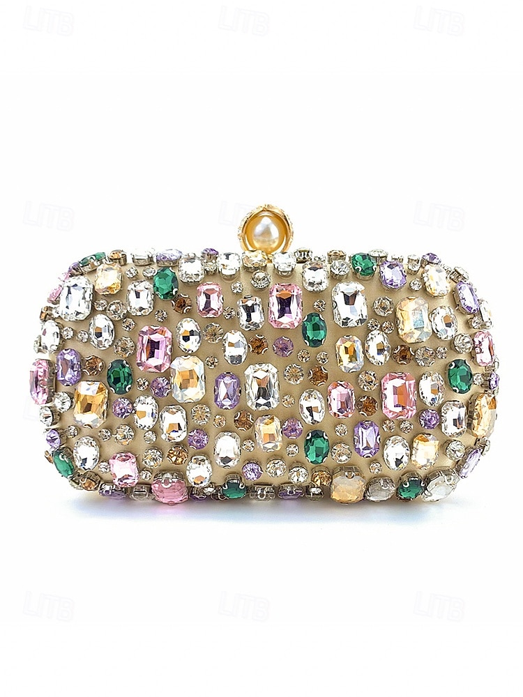 Women's Polyester Clutch Bag with Gemstone Embellishments, Chain Shoulder Strap, Large Capacity, Multiple Colors – Perfect for Weddings and Evening Parties 2026 - $34.99 –P8