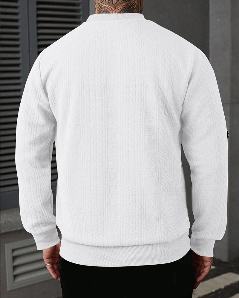 Homens Moletom Estacionar Preto Branco Cáqui Cinzento Gola Redonda Tecido Jacquard Casual Diário Desportos e Ar livre Roupa de rua Roupa de Esporte Casual Primavera Outono Roupa Moletons Moletons de 2026 por $26.99 –P11