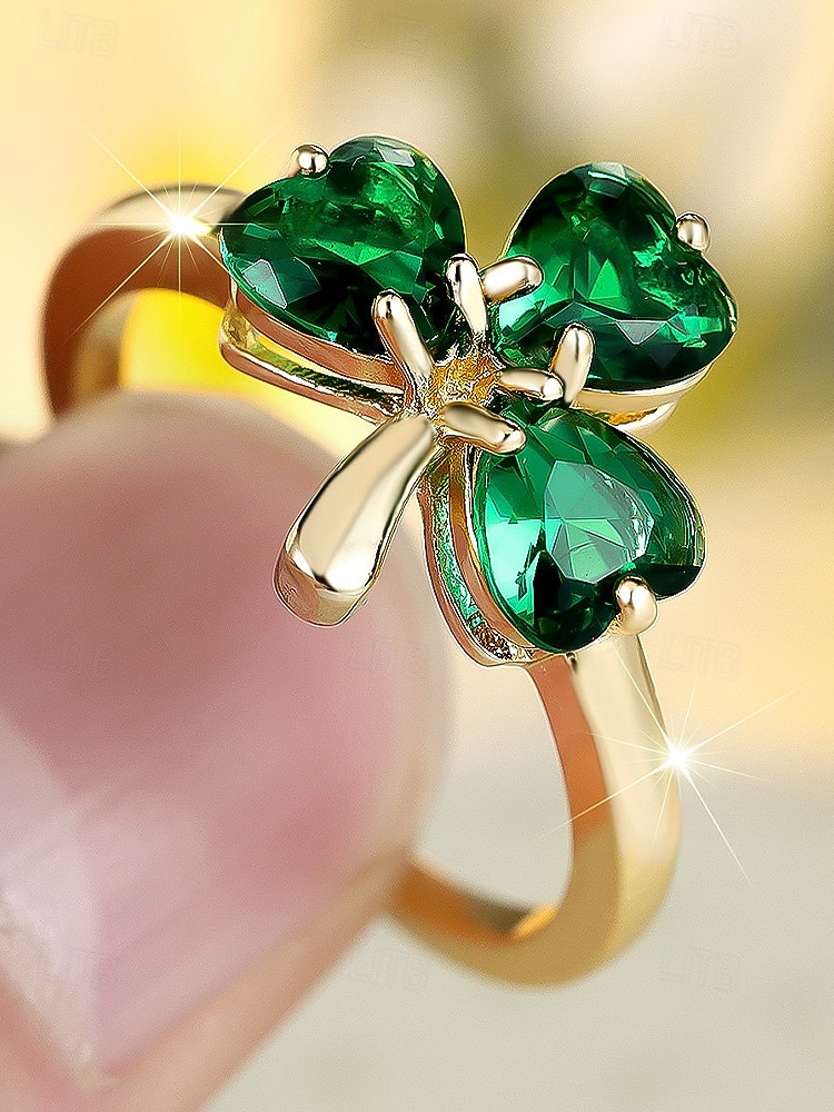 Dámský prsten s trojlístkem a jetelem ke Dni svatého Patrika, měděný materiál, elegantní šperk pro štěstí v irském stylu pro dámy, ideální pro sváteční oslavy, průvody, večírky a slavnostní nošení. 2026 - $11.99 –P3