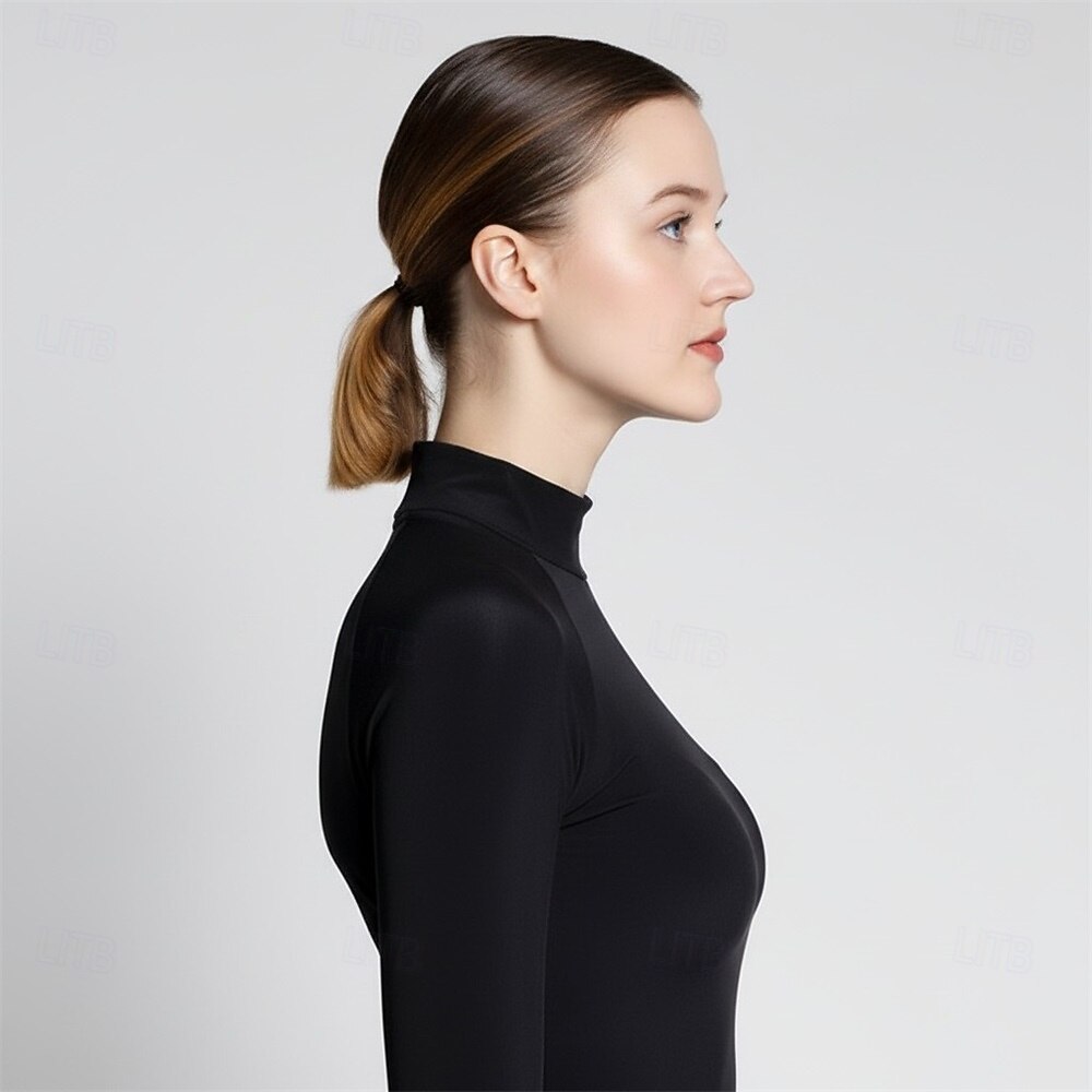 Figure Skating Fleece Jacket Women's Ice Skating Jacket Top Black Patchwork Spandex Stretchy Training Competition Skating Wear Thermal Warm Classic Long Sleeve Ice Skating Figure Skating 2026 - $105.99 –P1