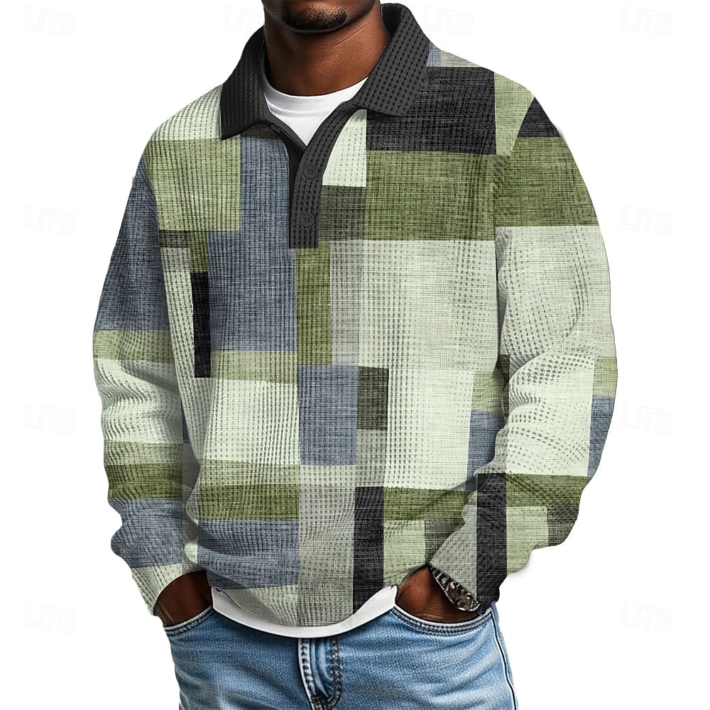 Per uomo Geometrico Blocco di colori Magliette Polo a Nido d'Ape Testurizzato Manica Lunga Magliette polo Bavero Abbigliamento Sportivo Casual Scuola Athleisure Abbigliamento quotidiano Stampa 3D del 2026 a $28.99 –P3
