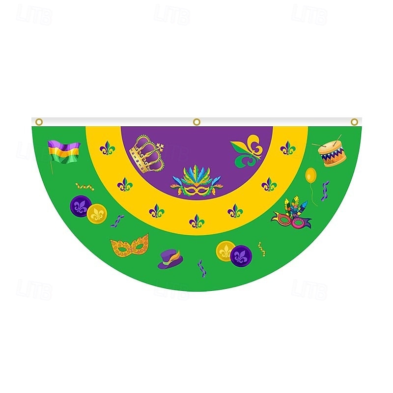 Brazil Carnival Flag, Mardi Gras Half Flag, Carnival Party Decorations, Festive Atmosphere, Colorful Festival Flag for Home, Parade, and Outdoor Event Decor 2026 - $6.99 –P6