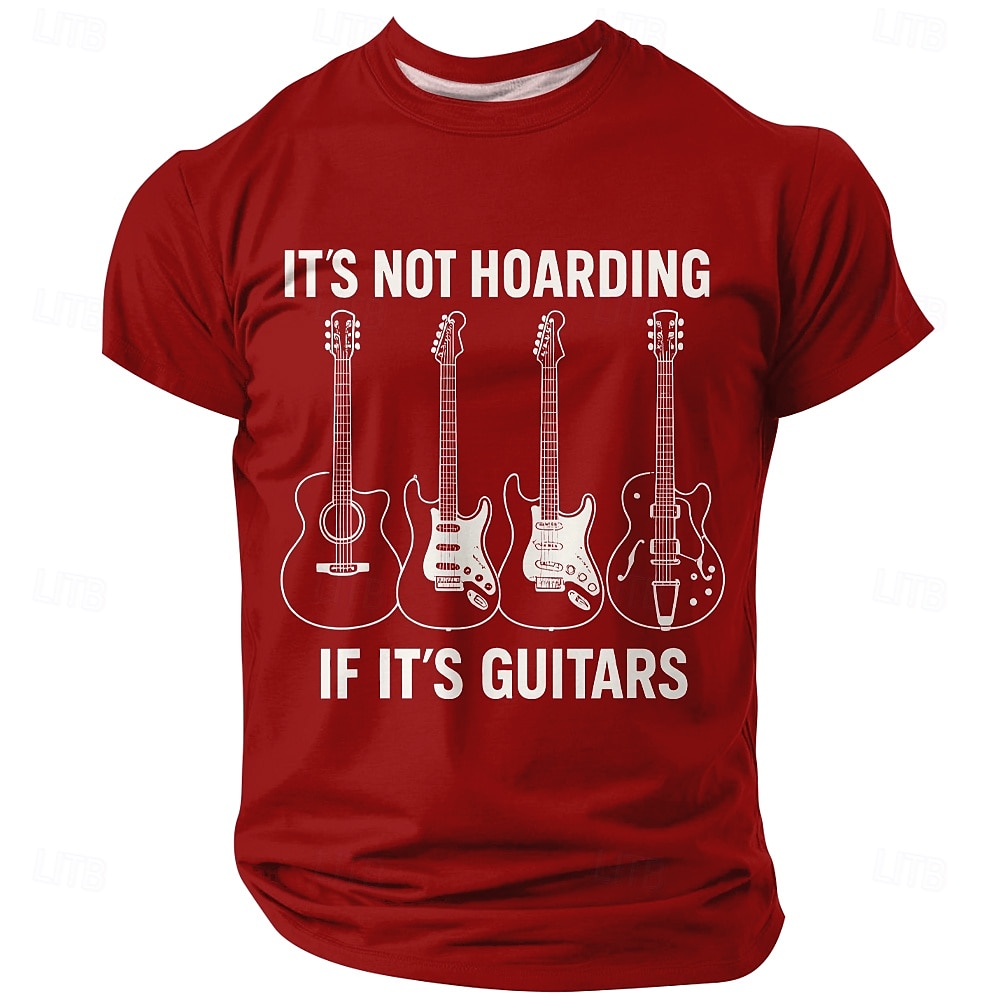 Herren Gitarre Lustiger Slang T Shirt Kurzarm T-Shirt 3D-Druck Rundhalsausschnitt Hemd Mode Täglich Täglich Straße Blau Schwarz Rote Sommer Frühling Bekleidung S M L XL XXL XXXL 2026 - $21.99 –P2