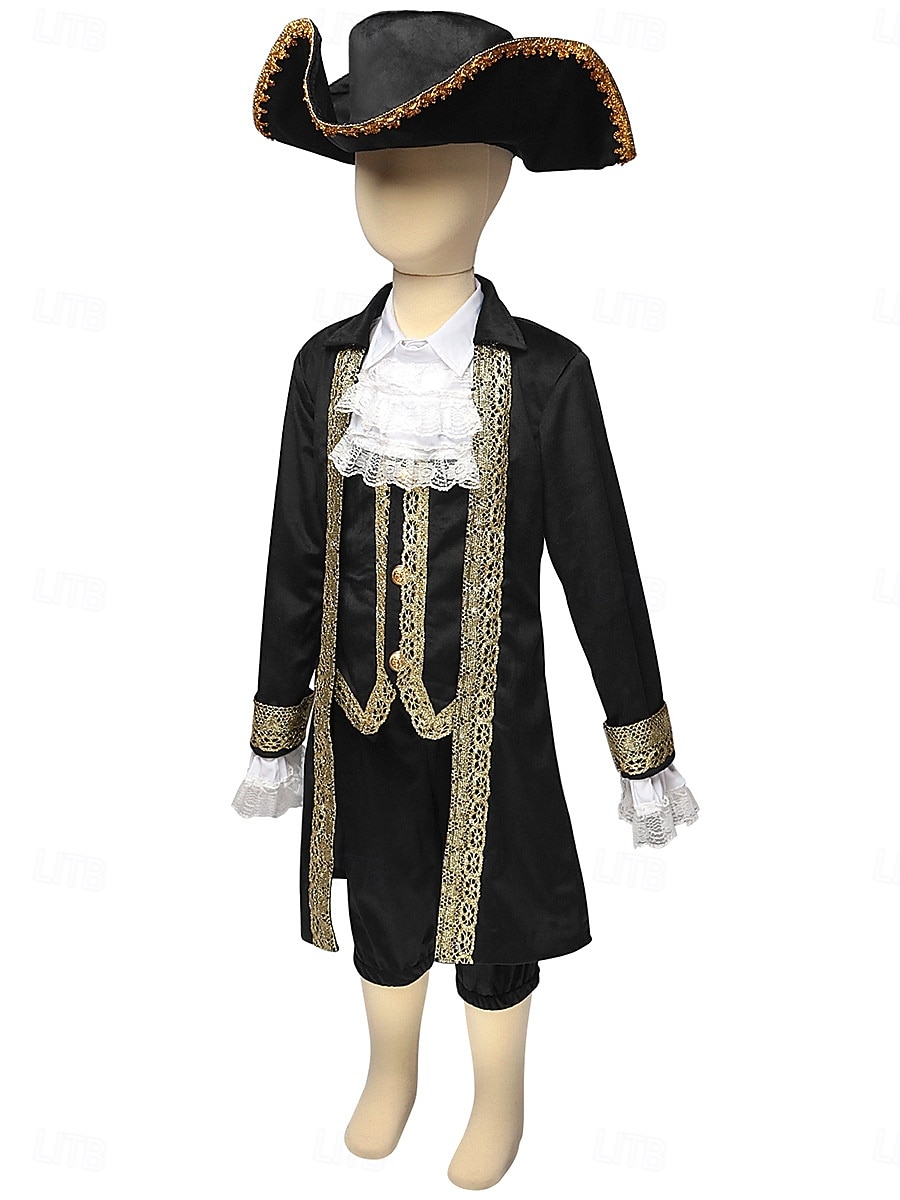 250. výročí USA Rokoko Barroco Úbory Dlouhé rukávy George Washington Koloniální Revoluční válka Maškarní kostým Chlapecké Karneval Den nezávislosti 4. července Dětské Kabát Kalhoty Límeček 2026 - E£3627.56 –P6