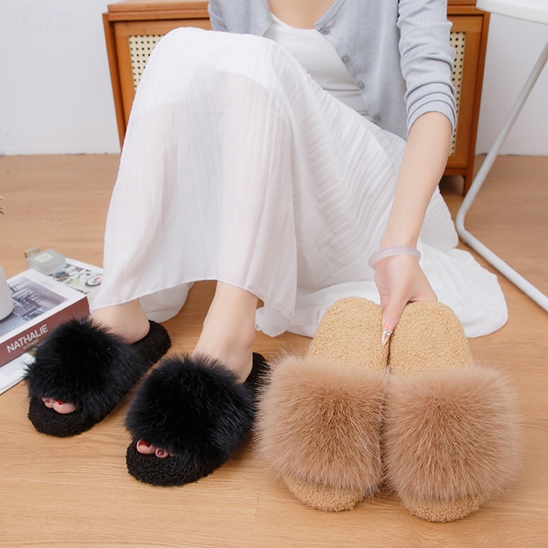 Plush Winter Slippers for Women Indoor Home Warm Furry Slide Slippers Non Slip Comfortable Cozy House Slippers Soft Warm Footwear for Bedroom Living Room 2026 - $18.99 –P1