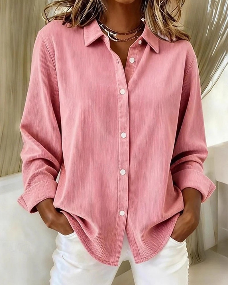 Mulheres Camisa Social Blusa Tops elegantes Franzido Patchwork Botões Côr Sólida Tecido Elegante Vintage senhoras Manga Longa Colarinho de Camisa Tops regulares Diário Trabalho Feriado Rosa Vermelho de 2026 por $34.99 –P1