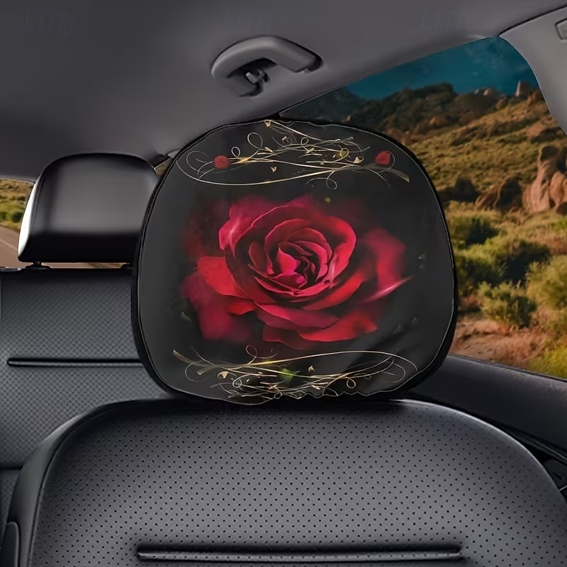 2pcs Cute Flower Love Heart Print Headrest Covers, Valentine's Day Heart-Eyed Girl Car Headrest Protector, Interior Decor, No Filling, Easy to Install and Wash, Suitable for Long-Distance Travel Naps 2026 - $14.99 –P14