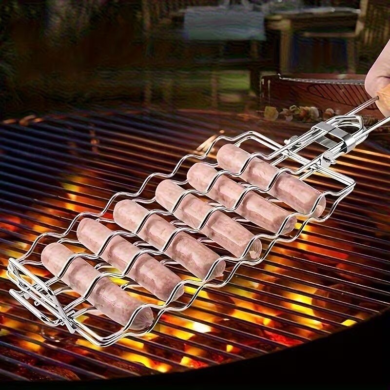 סל גריל נקניקיות למנגל, כלי מטבח עמיד לפיקניק וקמפינג בחוץ, מתנה מושלמת לצלייה, בישול חיוני לאוהבי מנגל 2026 - $15.99 –P3