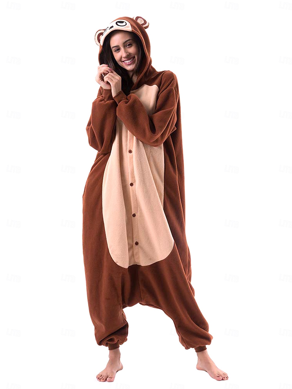 Kigurumi Pajamas Group Costume Onesie Costume Animal Monkey Warm Comfy Hooded Fleece Adults' Men's Women's Unisex Halloween Carnival Party Performance Homewear Dress Up 2026 - $44.99 –P6