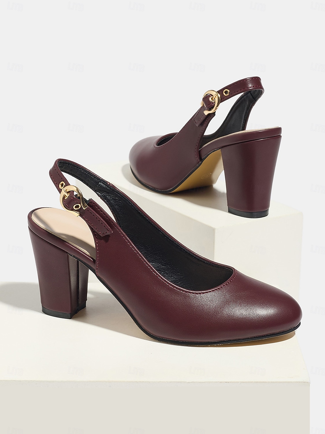 Women's  Classic Beige Elegant Slingback Heels – Comfortable Block Heel, Perfect for Mothers at Garden Weddings 2026 - $54.99 –P8