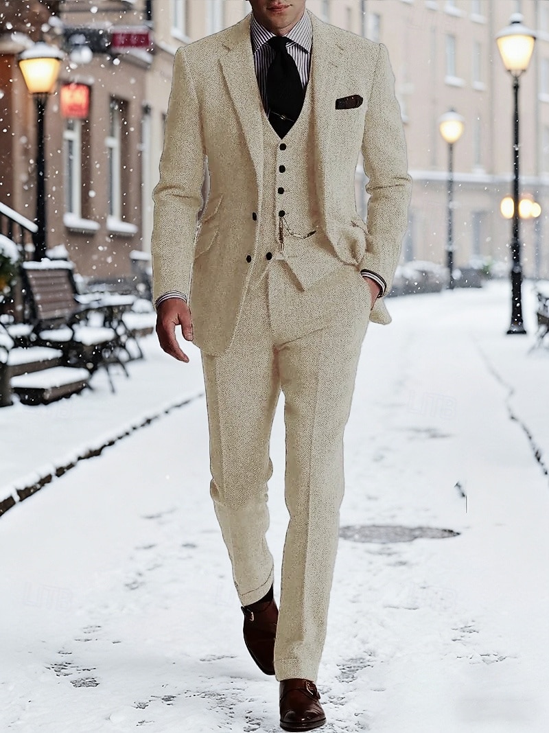 Per uomo Blazer+Gilet+Pantaloni eleganti Blazer Affari Lavoro Matrimonio Moda Streetwear Autunno Inverno Tergal Tinta unica 3 pezzi Monopetto Giacca Nero Champagne Rosa Borgogna del 2026 a $119.99 –P10