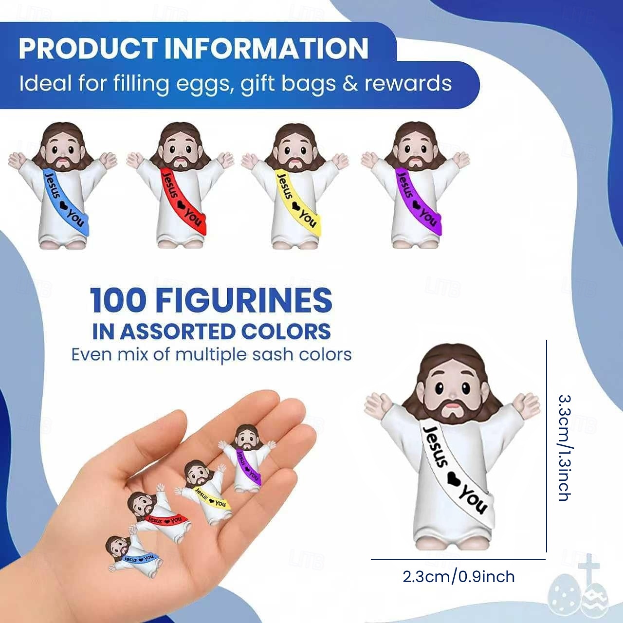 50/100 маленьких фигурок Иисуса, миниатюрные фигурки Иисуса, пасхальный подарок, крошечные статуэтки для наполнения пасхальных яиц, религиозные подарки, вечеринки, подарки на крестины, разноцветные миниатюрные украшения, фигурки для игры в прятки 2026 - $21.99 –P2