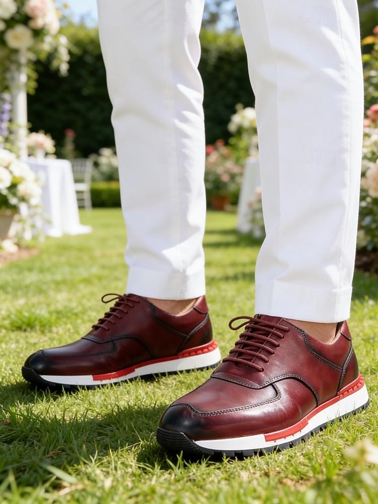 Men's Brown Leather Dress Sneakers Classic Lace-Up Design with Premium Leather and Comfortable Sole, Perfect for Weddings, Business Events and Men's Brown Leather Dress Sneakers Classic Lace-Up Design with Premium Leather and Comfortable Sole, Perfect for Weddings, Business Events and