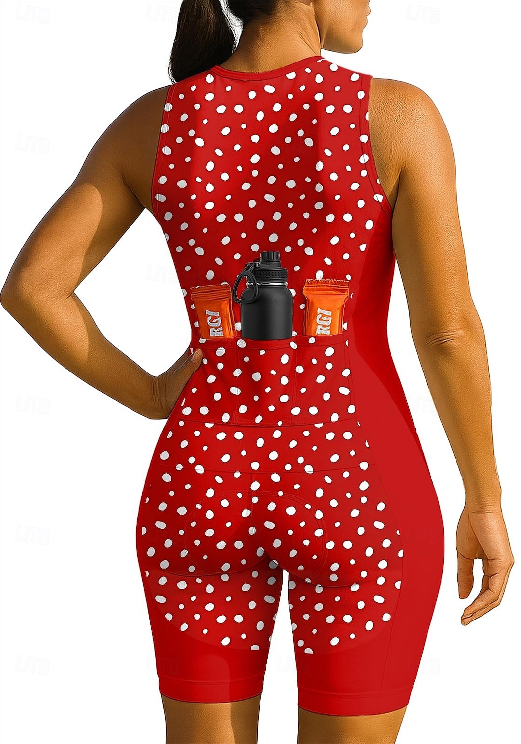 Pentru femei Costum Set de tricou pentru ciclism Fără manșon Vară Roșu-aprins Buline Bicicletă Pad 3D Uscare Rapidă Uscare rapidă Rezistent la Ultraviolete Fermoar Față Sport Îmbrăcăminte 2026 - $44.99 –P2