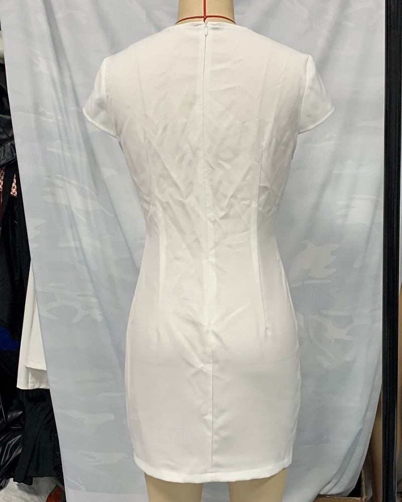 Dames Mini-jurk Witte jurk Casual jurk Schede jurk Elegant Modieus Modern Dagelijks Vakantie Uitgaan Normale pasvorm Effen Korte mouw V-hals Wit Zomer Lente 2026 - $27.99 –P5