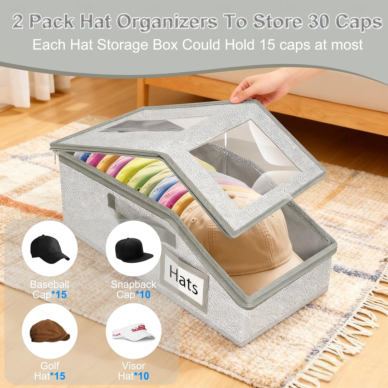 1/2-częściowy worek do przechowywania, wielofunkcyjny organizer na czapki - pojemny, składany uchwyt na czapki baseballowe do użytku domowego 2026 - $23.99 –P5