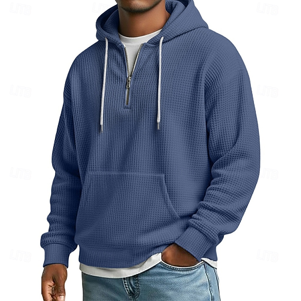 Per uomo Felpa con cappuccio Felpa con cappuccio a nido d'ape Blu Nero Verde chiaro Verde militare Viola Con Cappuccio Semplice Tasca a marsupio Sport & Outdoor Casuale Quotidiano senza stampa del 2026 a $28.99 –P6